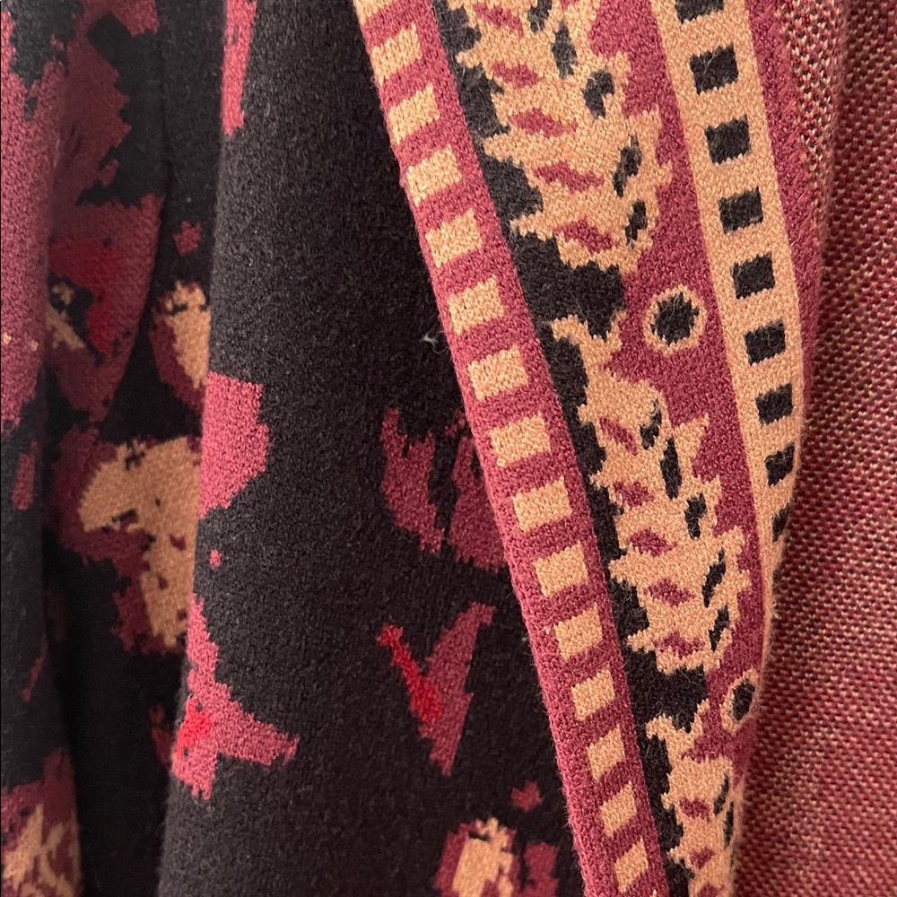 Rachel Zoe Burgundy and Black Hooded Knit Cardigan - Picture 3 of 10